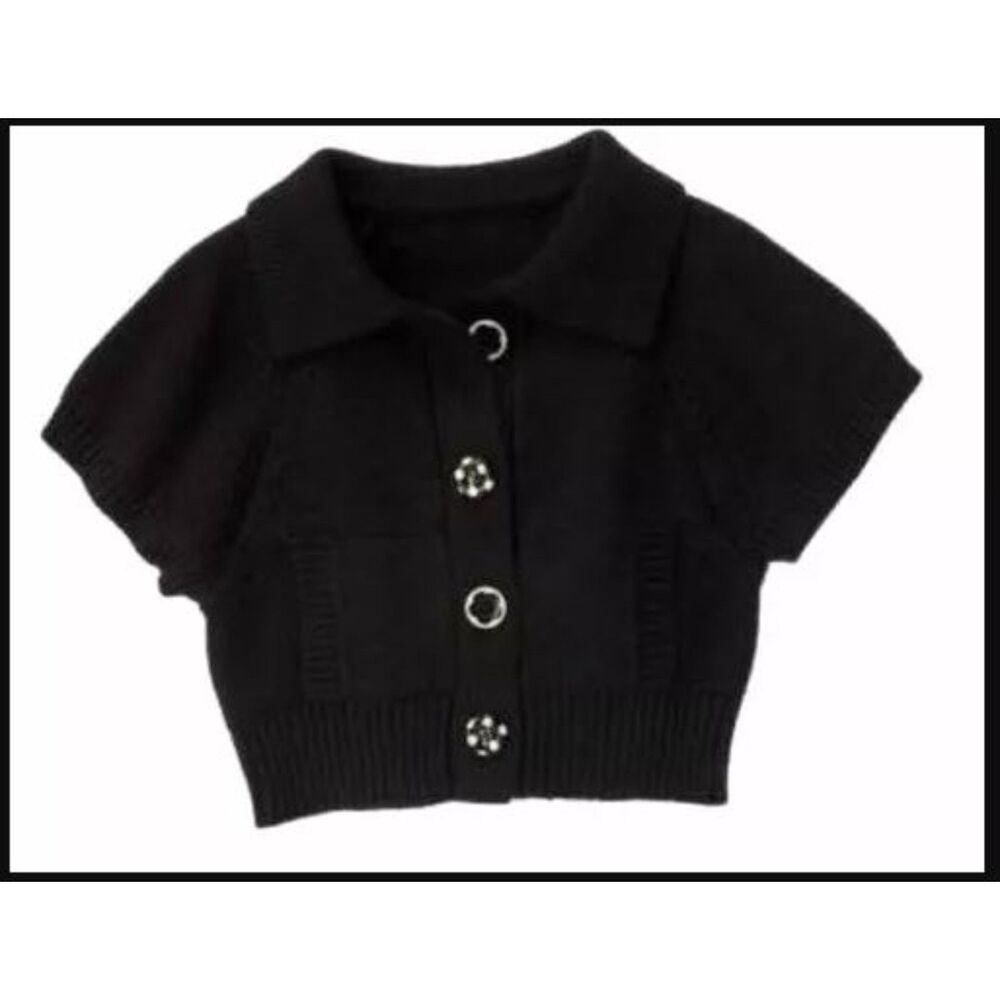 NEW Gymboree girls XS 3 4 crop black sweater cardigan bolero shrug vest holiday